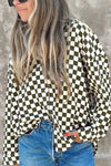 Hazel Blues® |  Checkered Collared Neck Long Sleeve Shirt