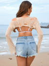 Hazel Blues® |  Distressed Boat Neck Long Sleeve Cover Up