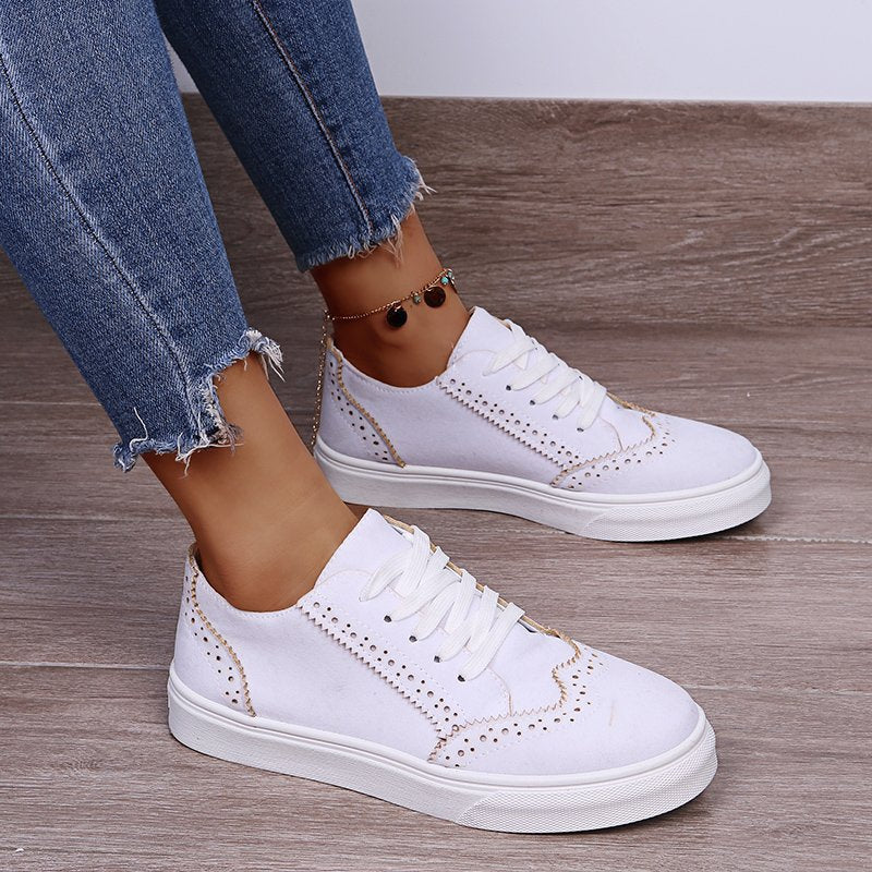 Hazel Blues® |  Suede Lace-Up Flat Sneakers