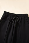 Hazel Blues® |  Black Solid Collared Sweatshirt and High Waist Pants Active Set