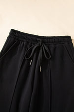 Hazel Blues® |  Black Solid Collared Sweatshirt and High Waist Pants Active Set