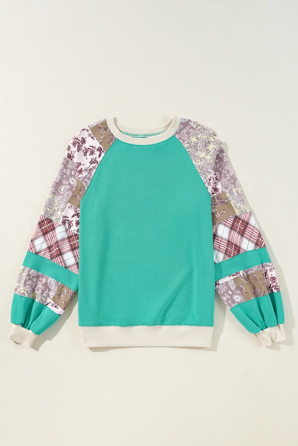 Hazel Blues® |  Printed Round Neck Long Sleeve Blouse