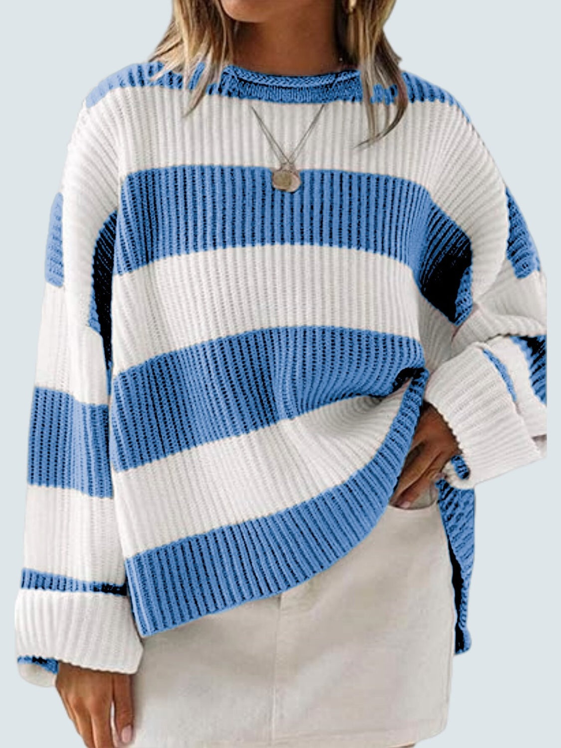 Hazel Blues® |  Round Neck Long Sleeve Sweater