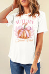 Hazel Blues® |  White Autumn Girly Thanksgiving Bowknot Pumpkin Graphic T Shirt