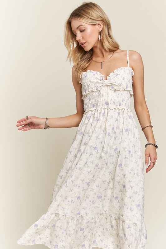 Hazel Blues® |  ADORA Smocked Floral Sweetheart Neck Cami Dress