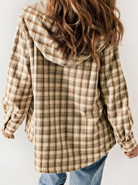 Hazel Blues® |  Plaid Snap Down Plush Hooded Jacket