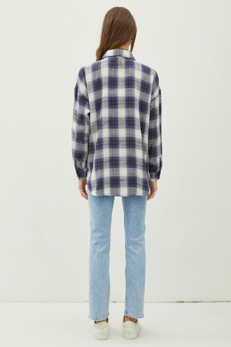 Hazel Blues® |  Be Cool Plaid Flannel Button Down Shirt with Chest Pocket