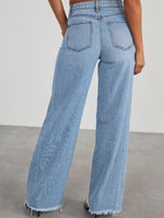 Hazel Blues® |  Raw Hem Wide Leg Jeans with Pockets