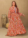 Hazel Blues® |  Printed Notched Long Sleeve Maxi Dress