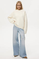 Hazel Blues® |  Basic Bae Round Neck Dropped Shoulder Sweater