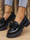 Hazel Blues® |  Bow PU Leather Round Toe Loafers