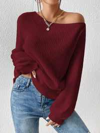 Hazel Blues® |  Honey Single Shoulder Long Sleeve Sweater