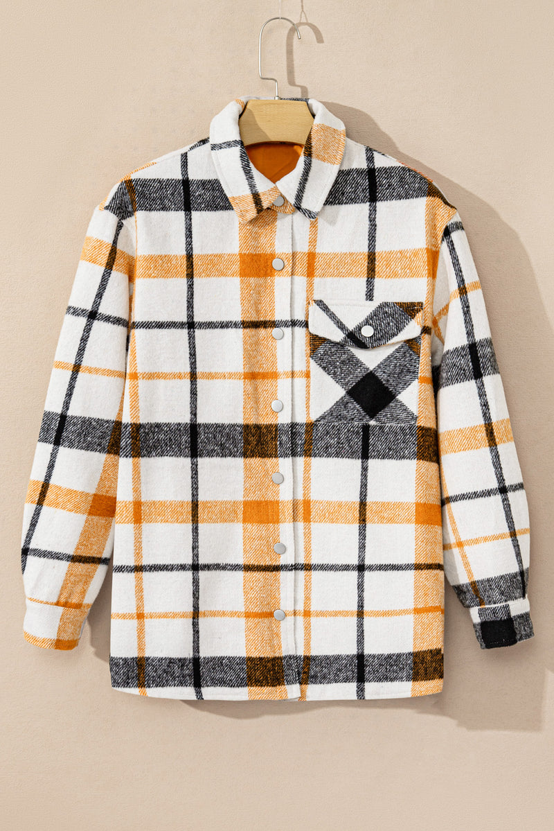 Hazel Blues® |  Plaid Snap Down Collared Neck Shacket