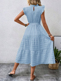 Hazel Blues® |  Tied Ruffled Cap Sleeve Midi Dress