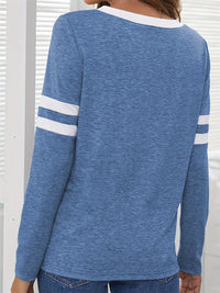 Hazel Blues® |  Heathered V-Neck Long Sleeve T-Shirt