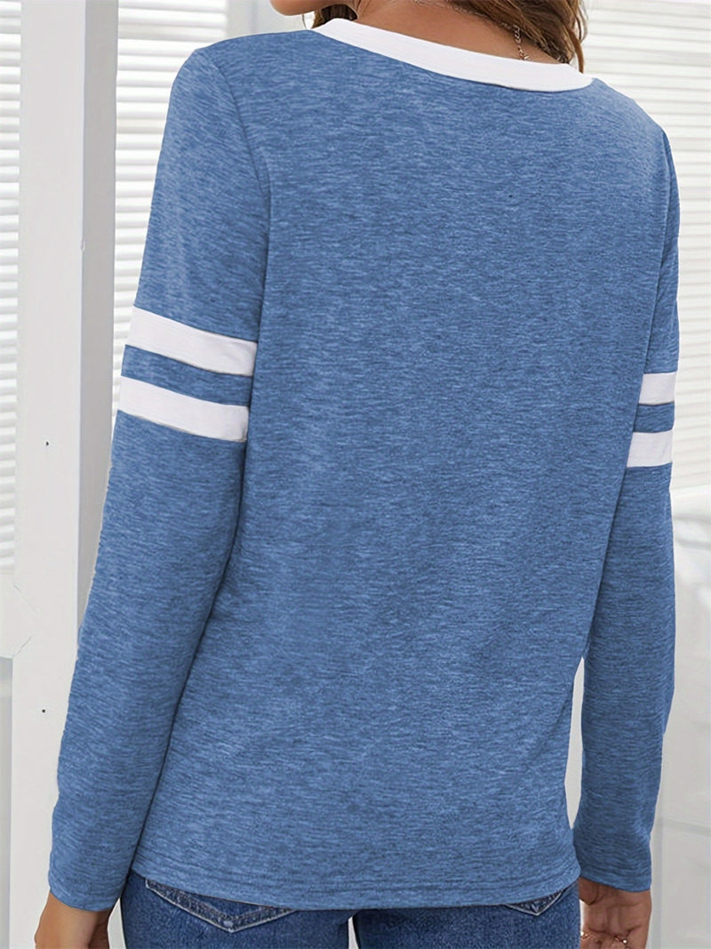 Hazel Blues® |  Heathered V-Neck Long Sleeve T-Shirt