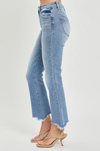 Hazel Blues® |  RISEN Frayed Hem Cropped Straight Jeans