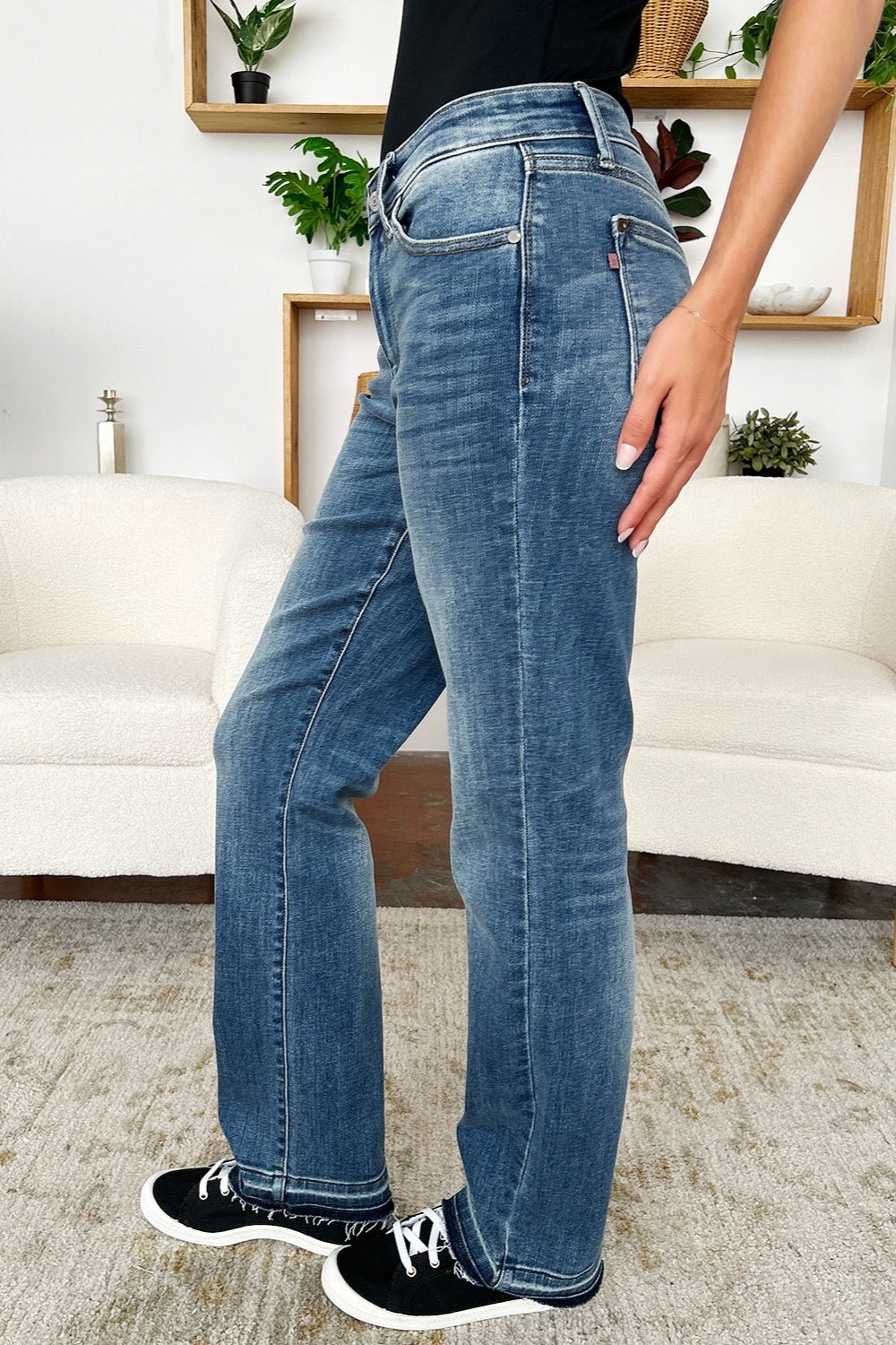 Hazel Blues® |  Judy Blue Mid Rise Release Hem Jeans