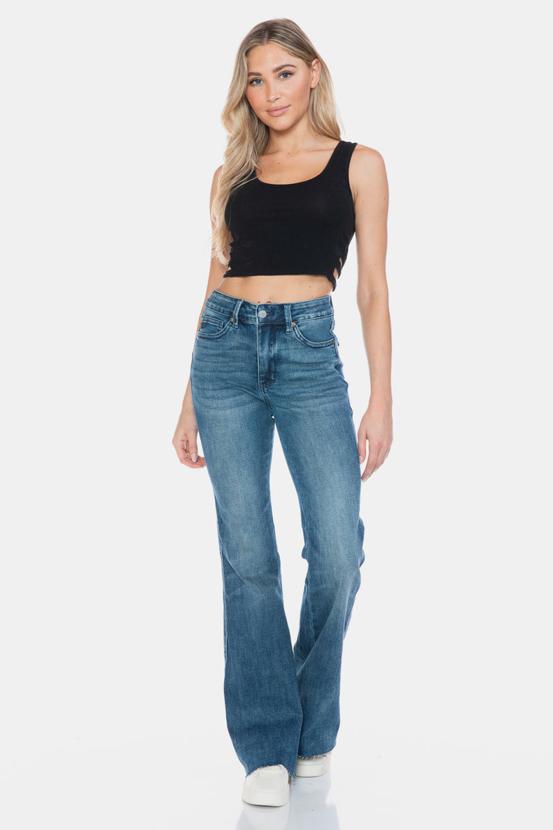 Hazel Blues® |  Judy Blue Tummy Control Cut Hem Flare Jeans