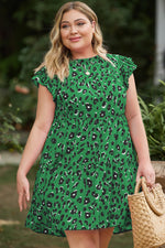 Hazel Blues® | Ruffled Leopard Cap Sleeve Mini Dress