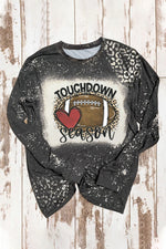 Hazel Blues® |  Black TOUCHDOWN Season Football Leopard Print Long Sleeve Top