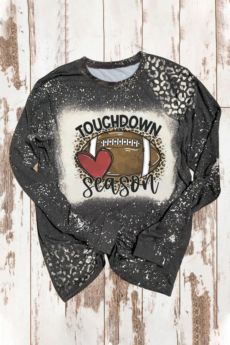 Hazel Blues® |  Black TOUCHDOWN Season Football Leopard Print Long Sleeve Top