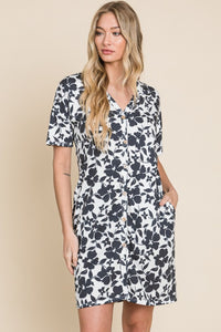 Hazel Blues® |  BOMBOM Floral Button Down Mini Dress