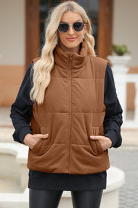 Hazel Blues® |  Pocketed Zip Up Turtleneck Vest Coat