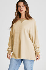 Hazel Blues® |  Waffle-Knit Long Sleeve Sweatshirt