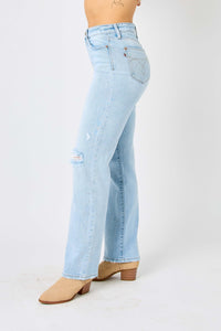 Hazel Blues® | Judy Blue High Waist Distressed Straight Jeans