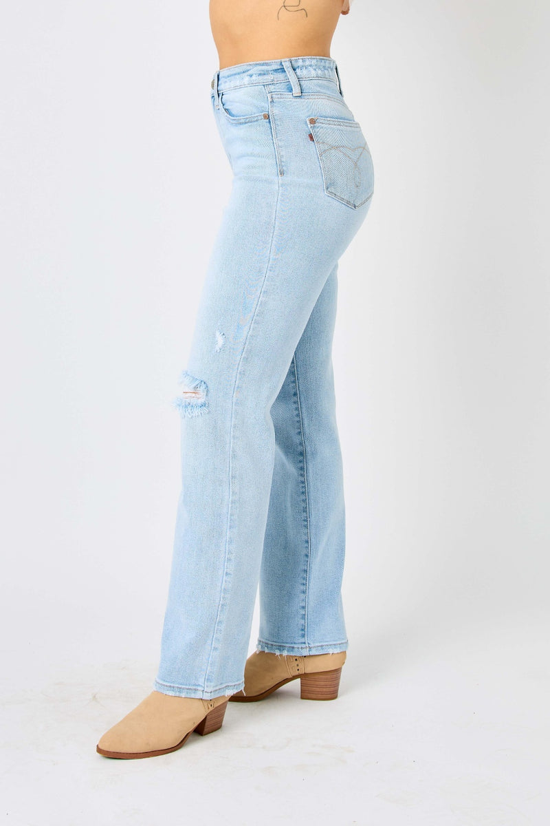 Hazel Blues® | Judy Blue High Waist Distressed Straight Jeans