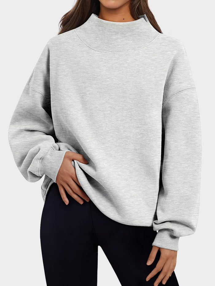 Hazel Blues® |  Mock Neck Drop Shoulder Long Sleeve Sweatshirt