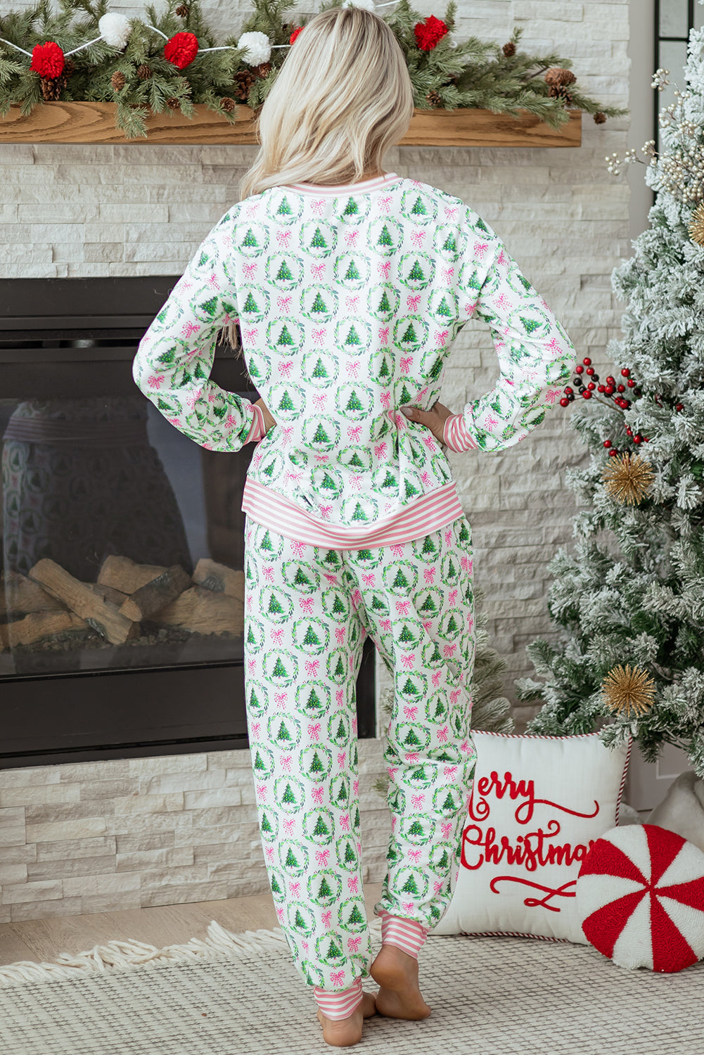 Tinsel & Trees Striped Lounge Set — Green