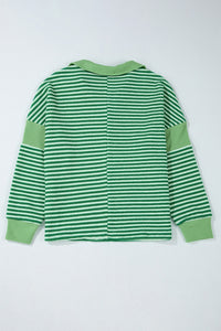 Hazel Blues® |  Stripe Johnny Collar Long Sleeve Top