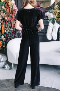 Hazel Blues® |  Drawstring Surplice Short Sleeve Jumpsuit