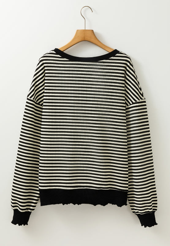 Hazel Blues® |  Striped Round Neck Long Sleeve Sweatshirt