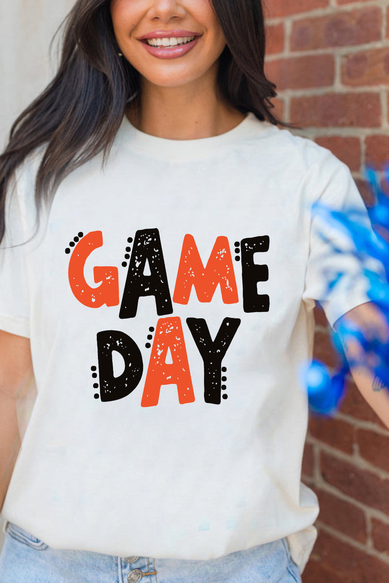 Hazel Blues® |  White GAME DAY Funny Letter Printed Casual Tee
