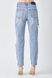 Hazel Blues® |  RISEN Distressed Slim Cropped Jeans