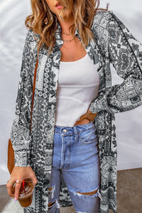 Hazel Blues® |  Printed Button Up Long Sleeve Cardigan