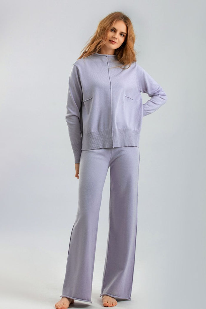 Hazel Blues® |  Basic Bae Mock Neck Long Sleeve Top and Pants Sweater Set