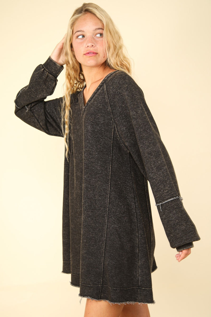 Hazel Blues® |  VERY J Mineral Washed Oversized A-Line Mini Dress