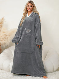 Hazel Blues® |  Pocketed Contrast Long Sleeve Hooded Lounge Dress