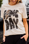 Hazel Blues® |  Khaki Game Day Football Season Leopard Lightning T Shirt
