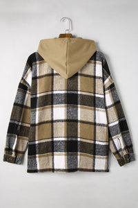 Hazel Blues® |  Plaid Button Up Hooded Shacket