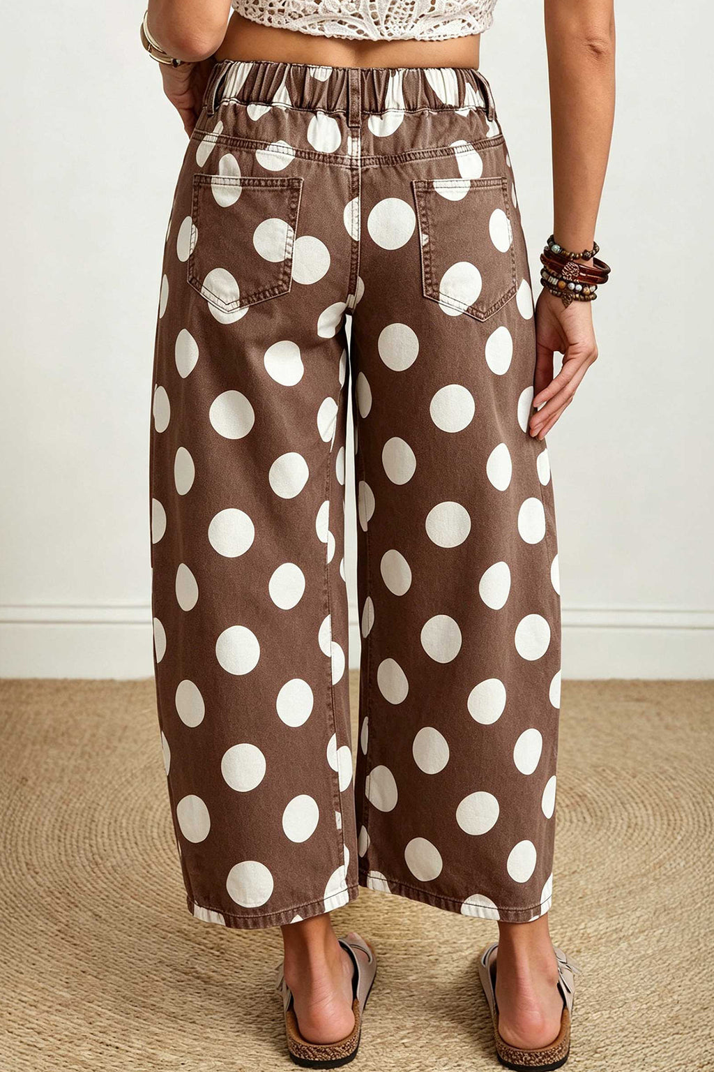 Brown Polka Dot Barrel Jeans