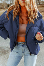 Hazel Blues® |  Zip Up Collared Neck Coat with Pockets
