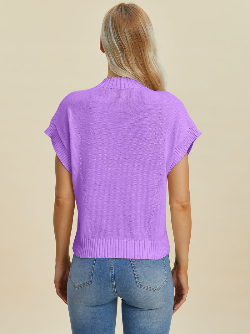 Hazel Blues® |  Double Take Mock Neck Short Sleeve Sweater