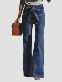 Hazel Blues® |  Tied Flare Jeans with Pockets