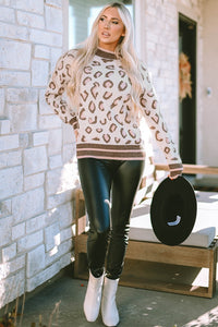 Hazel Blues® |  Leopard Mock Neck Long Sleeve Sweater