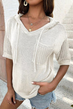Hazel Blues® |  Drawstring Half Sleeve Hooded Sweater